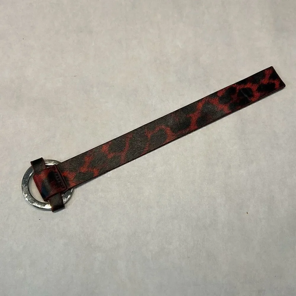 Wrap Bracelet Red Black Animal Print Leopard Cheetah Silver Buckle NWOT